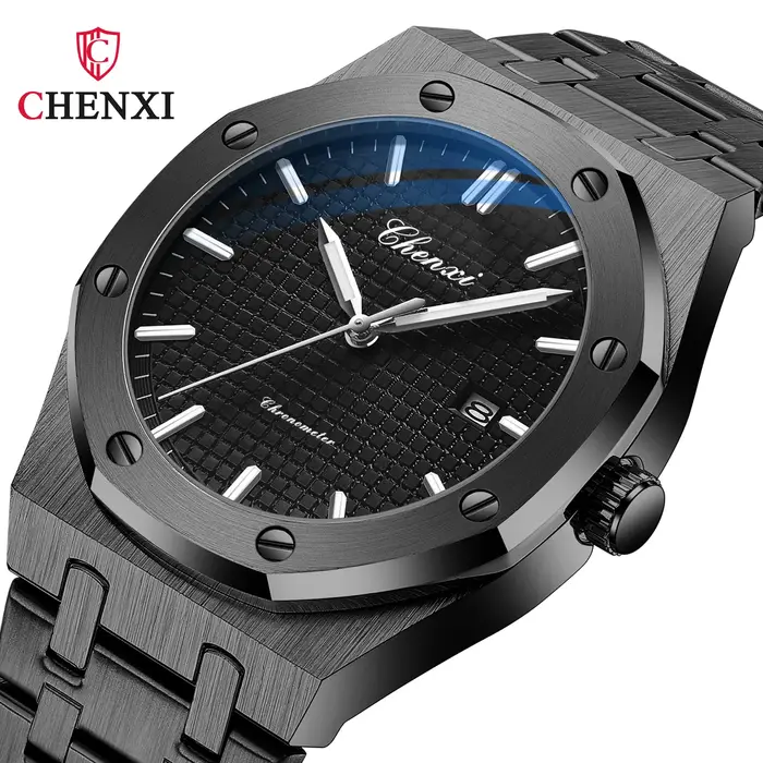 CHENXI 8248 chronographe Date affaires étanche montre pour hommes en acier inoxydable lumineux mode libre tendance étanche montre-bracelet