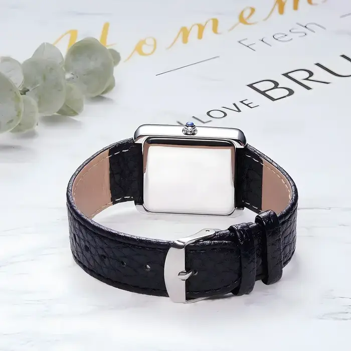 Montre Ogeda 2025 Quartz Carrée Résistante à l'Eau Pour Homme Occasions Spéciales Elégante Cuir Bronze Café Rose