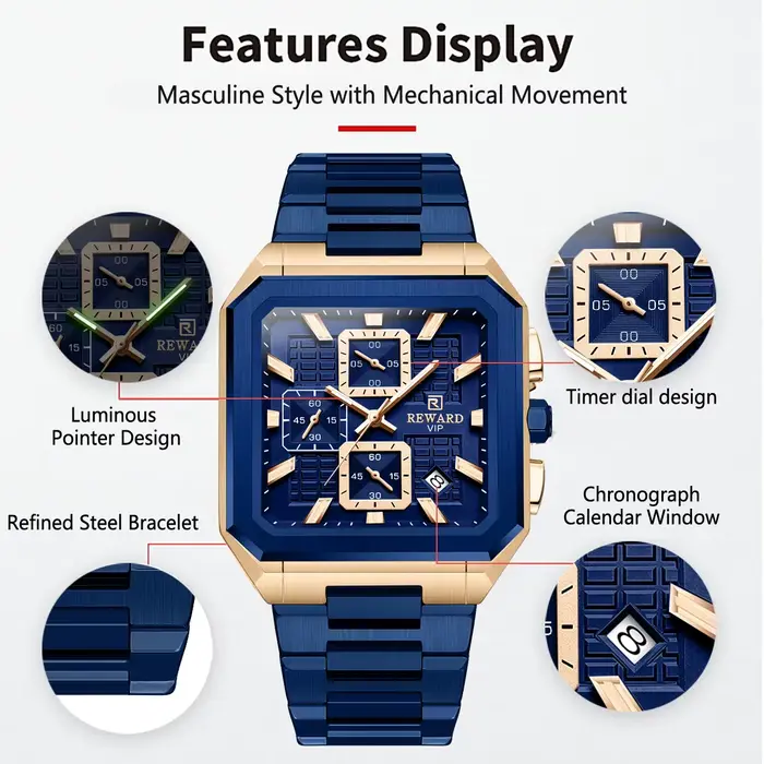 Montres à Quartz carrées pour hommes