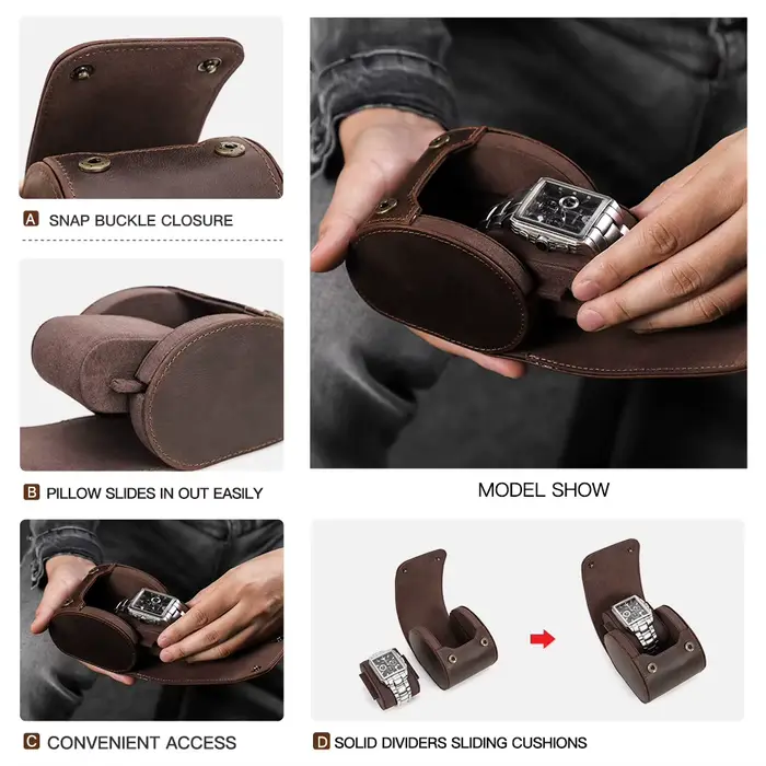 Boîte de présentation de montre de luxe en cuir de cheval