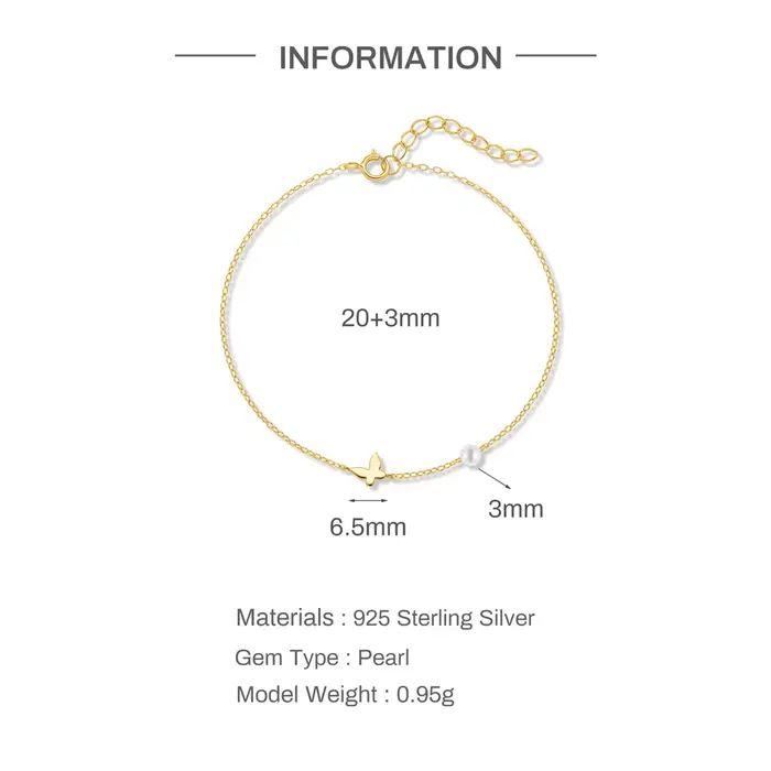 Bracelet de cheville en argent sterling avec perles dorées et zirconium ronds pour femmes occasions spéciales romantiques et plage