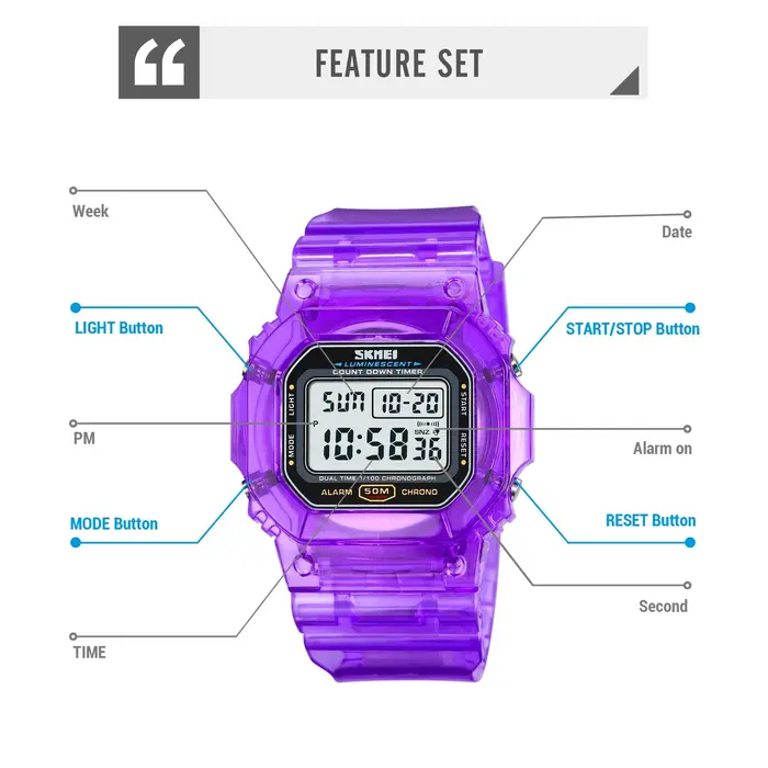 Montre multifonctionnelle résistante à l'eau pour femme, avec design irrégulier, chronomètre, alarme et luminosité nocturne pour occasions spéciales