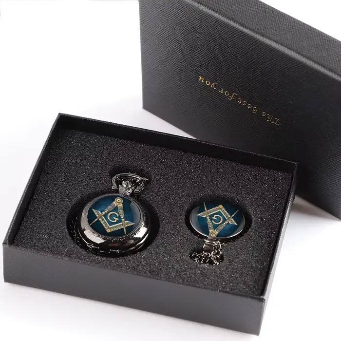 Ensemble de montres de poche à quartz maçonniques uniques avec design G de la Franc-maçonnerie, pour