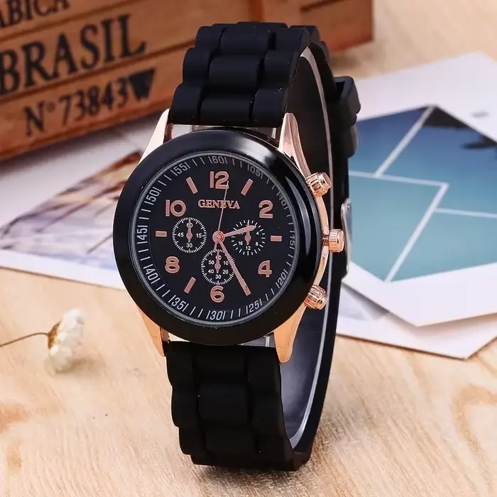 Célèbre marque genève dames montre de mode homme et femme étudiant Silicone Quartz montre-bracelet horloge en gros Relogio Feminino