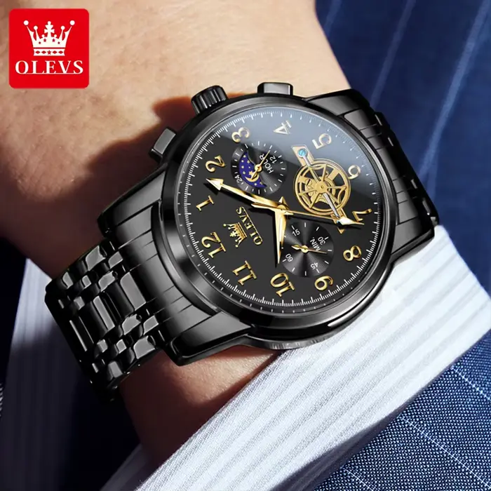 Montre-bracelet à quartz en acier inoxydable pour homme