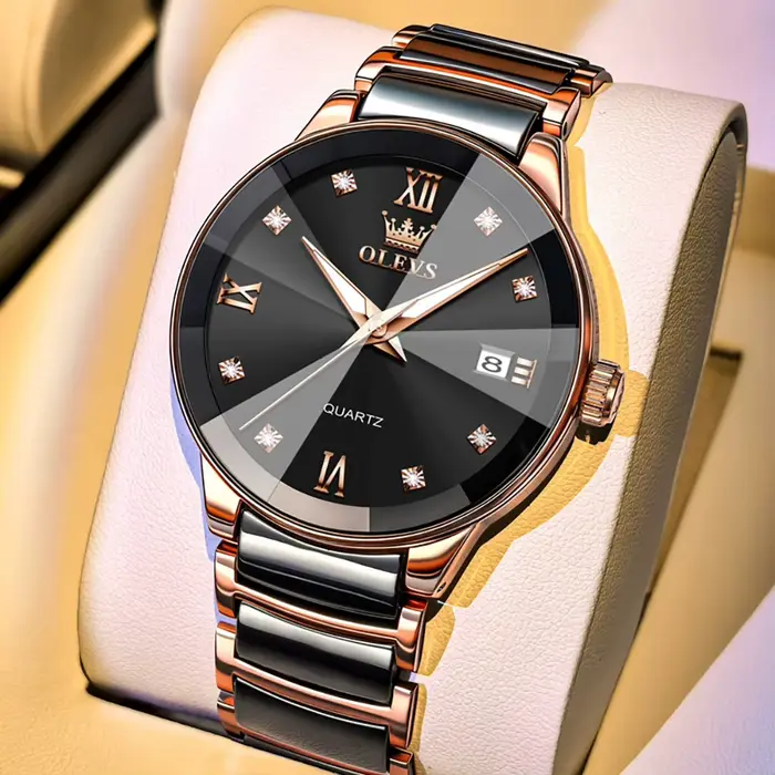 Montre pour homme OLEVS, marque de mode, bracelet en céramique, montre-bracelet de luxe pour homme, 
