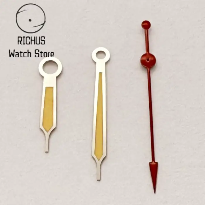 Aiguilles de montre argentées et rouges compatibles avec le mouvement VH31