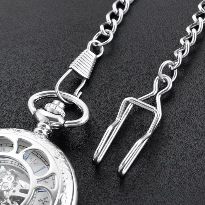 Chaîne de montre de poche en argent de luxe Vintage