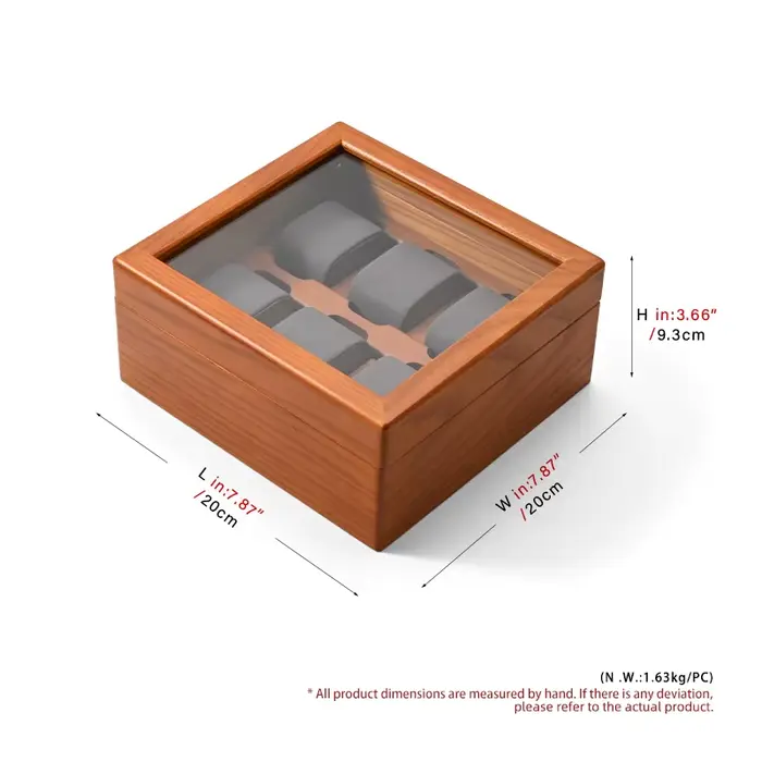 Oirlv boîte de rangement de montre en bois délicate couvercle en verre anti-poussière boîte de montr