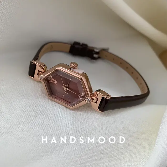 Montre polygone à pierres précieuses violettes pour femmes, montre de luxe en cuir étanche minimalis