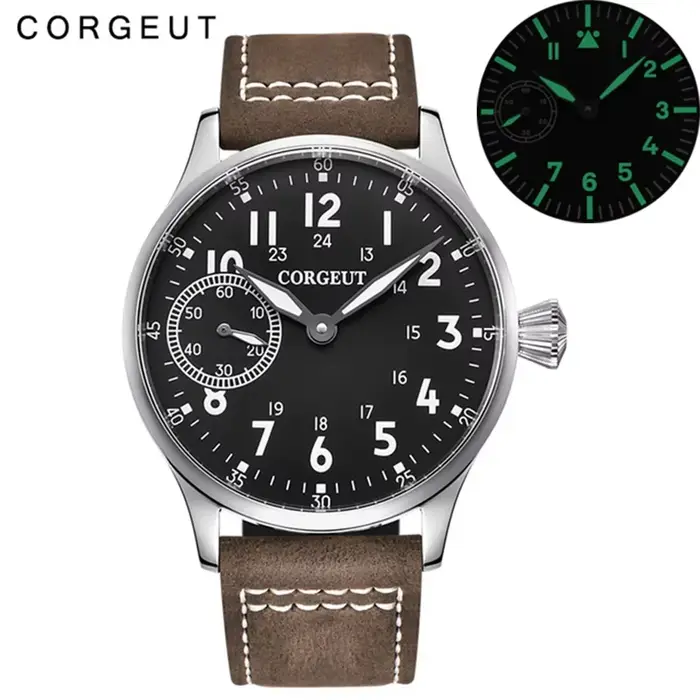 Montre Corgeut mécanique manuelle lumineuse résistante à l'eau pour hommes occasions spéciales sportives et formelles