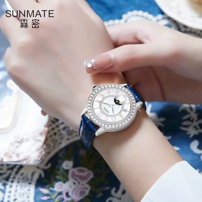 SUNMATE Montre à quartz mince pour femme – Affichage analogique simple