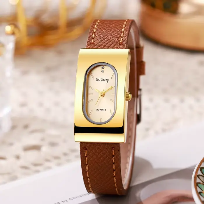 Nouvelle marque femmes montre mode cadran rectangulaire montre à Quartz Simple bracelet en cuir de l