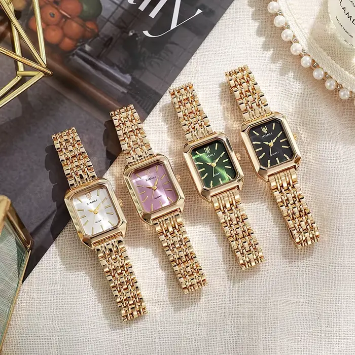 montre pour femme bande d'acier montre à quartz carrée de mode