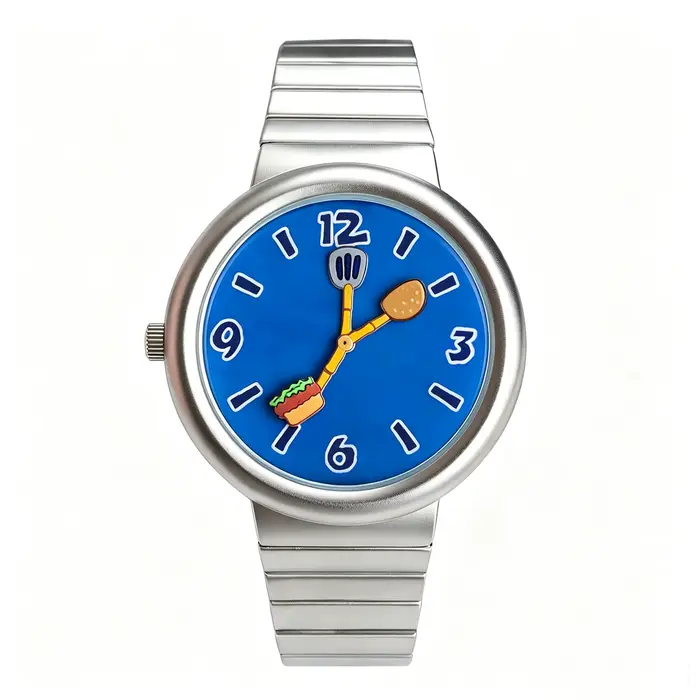 Montre à quartz pour homme, avec un design de dessin animé d'Hambourg dans un style bicolore, dotée 