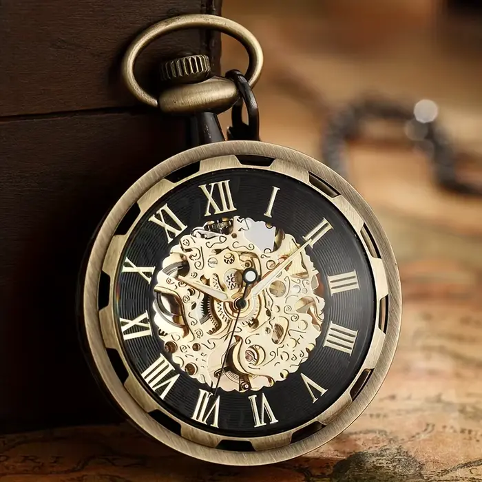 Montre de poche mécanique évidée rétro de luxe