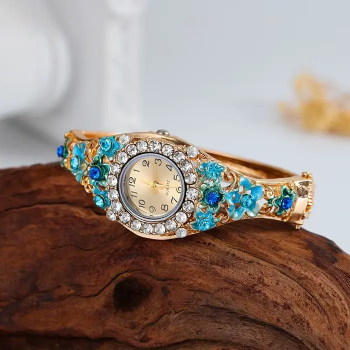 Zegarek damski – montre-bracelet en acier inoxydable pour femmes, montre à Quartz avec strass, Vinta