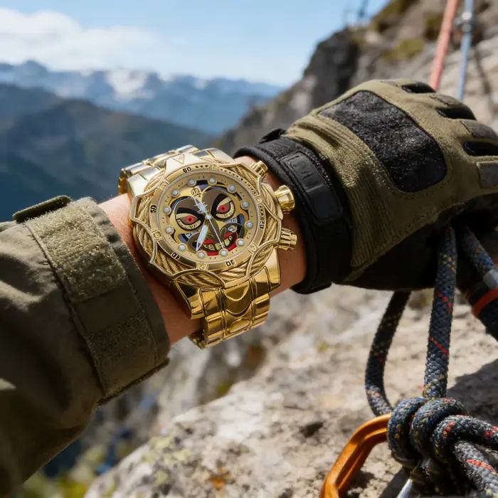 Montre à quartz de luxe pour homme en or