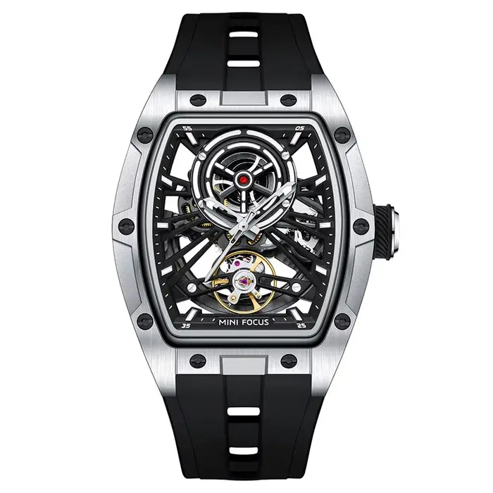 Montre-bracelet homme MINI FOCUS, mode, noire, étanche, automatique, mécanique, avec aiguilles lumin