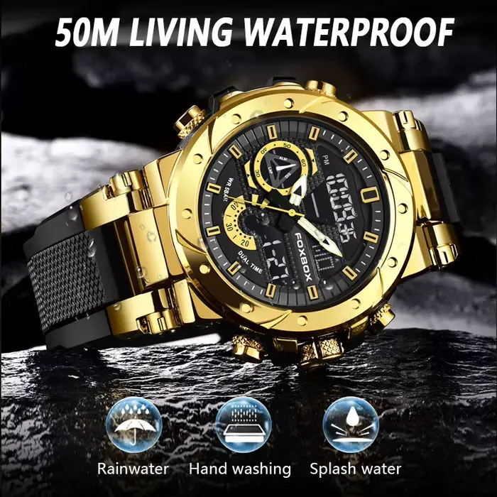 Montre numérique militaire homme quartz robuste avec affichage analogique-digital pour sportifs et voyageurs