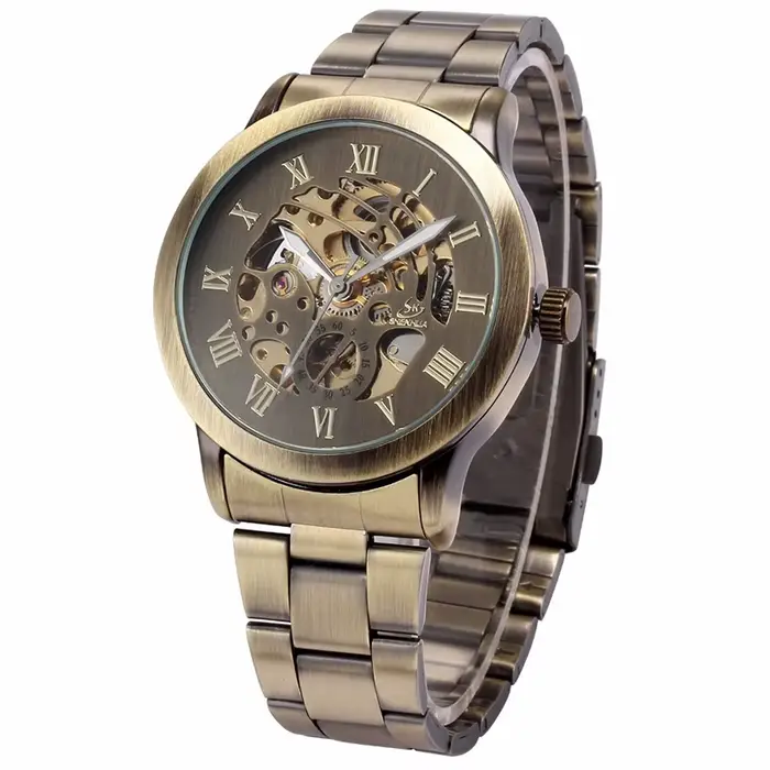 Montre mécanique rétro homme en acier inoxydable avec mouvement automatique pour occasions spéciales