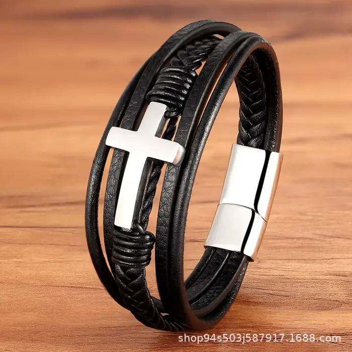 Bracelets en cuir tressé pour hommes et femmes
