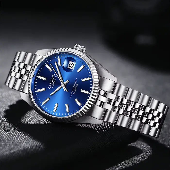 Montre mécanique pour homme Cadisen avec affichage lumineux en acier