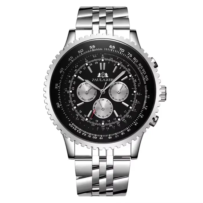 Montres automatiques en cuir pour hommes, mécanique, auto-vent, mode, sport, bleu, noir, blanc, gran