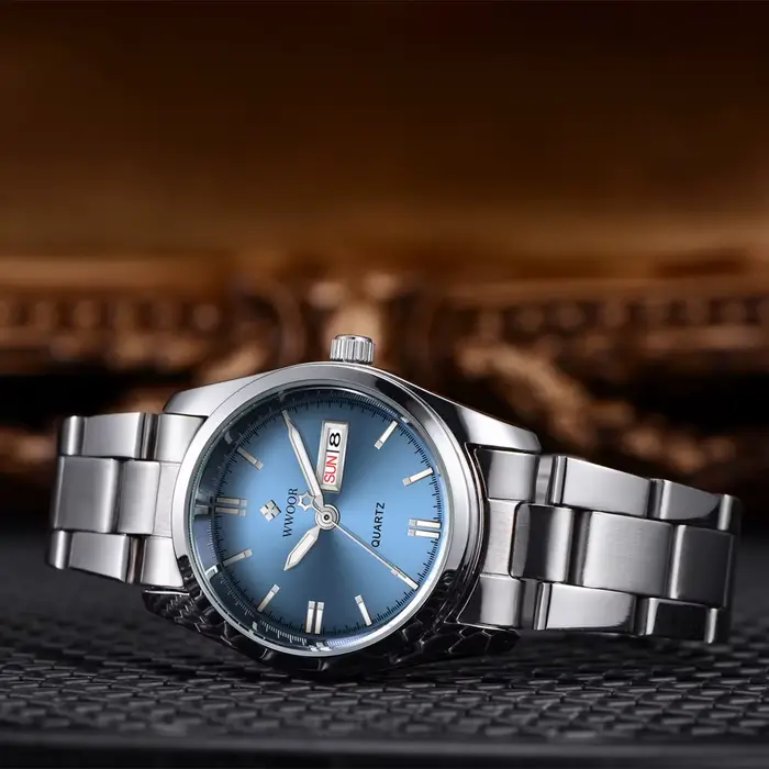 WWOOR 2024 nouveau haut de gamme marque femmes argent bleu montre mode acier inoxydable Quartz élégant étanche montre-bracelet Reloj Mujer