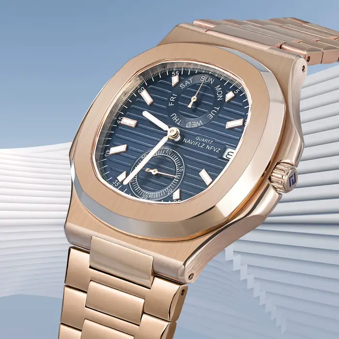 Montre NAVIFLZ NFVZ en acier inoxydable avec mouvement quartz pour hommes, résistante à l'eau, multicolore, pour occasions spéciales et activités sportives