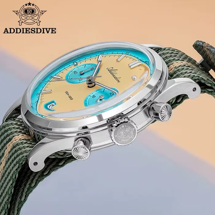 ADDIESDIVE 2025 nouvelle montre pour hommes 60min chronographe Quartz montre-bracelet bulle miroir verre lumineux