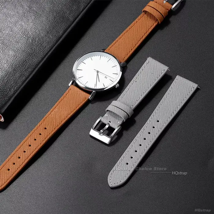 Bracelet de montre en cuir cousu vintage pour hommes