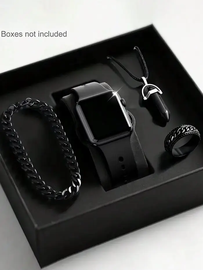 Montre carrée LED pour hommes et ensemble de bijoux, cadeau d'anniversaire, boîte de montre intellig