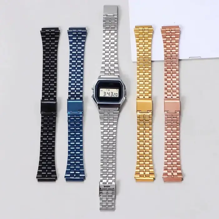 Bracelet de montre en métal Vintage pour Casio SGW400 F91W F84 F105/108/A158/168 AE1200/1300