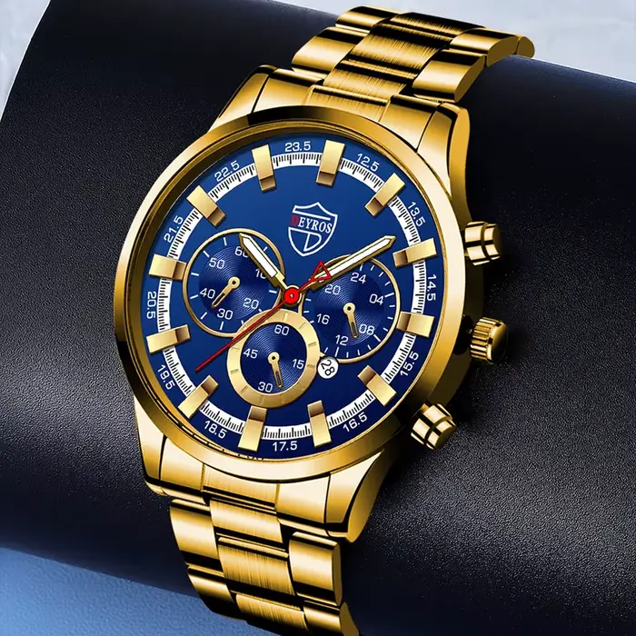 Mode hommes montres de luxe hommes sport or acier inoxydable Quartz montre-bracelet homme affaires montre en cuir décontractée часы мужɔе