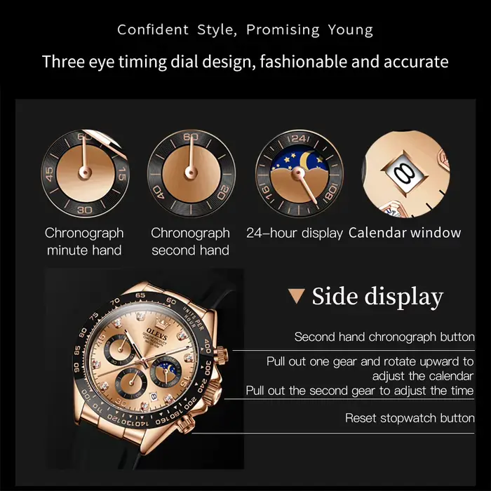 Montre à Quartz de Marque de Luxe pour Homme