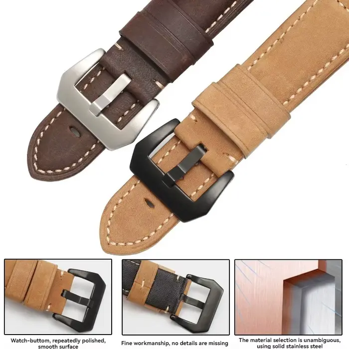Bracelet de montre en cuir véritable pour Panerai Luminor Radiomir 20mm 22mm 24mm