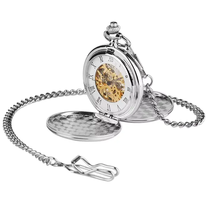Montre de Poche Mécanique Double Hunter pour Femme et Homme