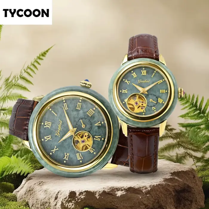 Montre en jade naturel Open Heart