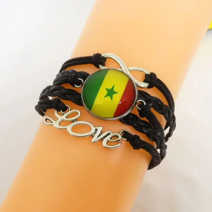 Bracelet personnalisé avec charme drapeau du Sénégal