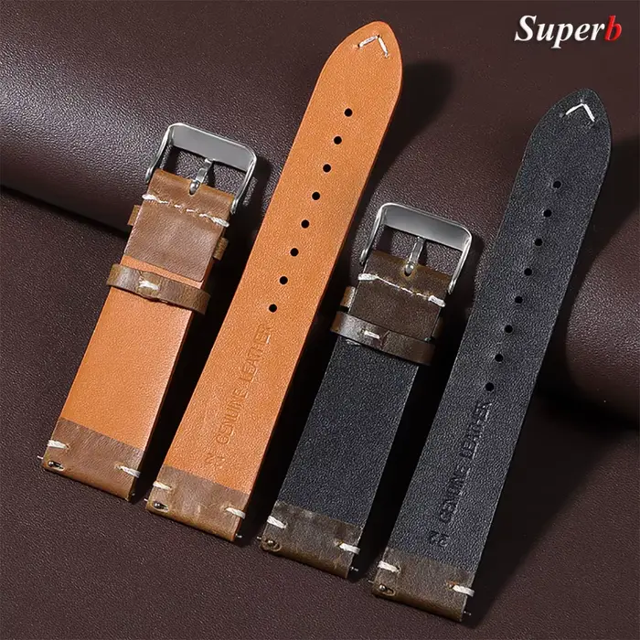 Bracelet de montre Vintage en cuir de cire d'huile