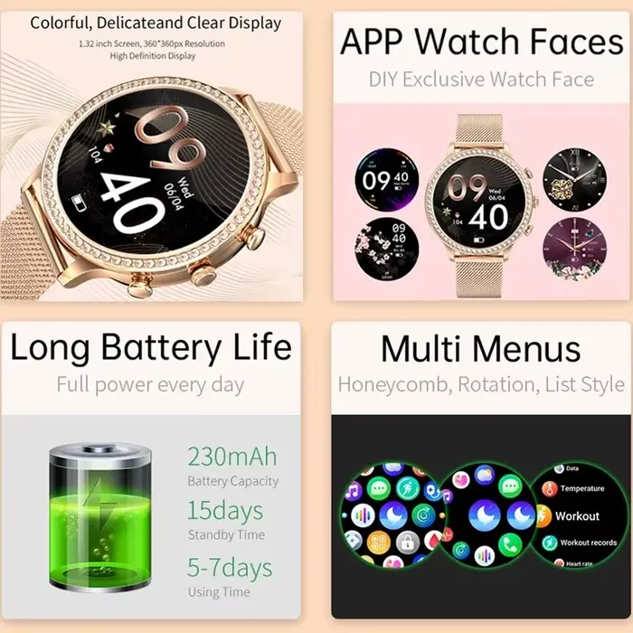 Montre intelligente étanche pour homme et femme