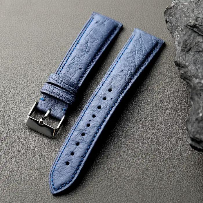 Bracelet en cuir d'autruche fait main pour montre traditionnelle, 18 19 20 22mm, rétro, noir, marron, bleu, unisexe, pour homme et femme