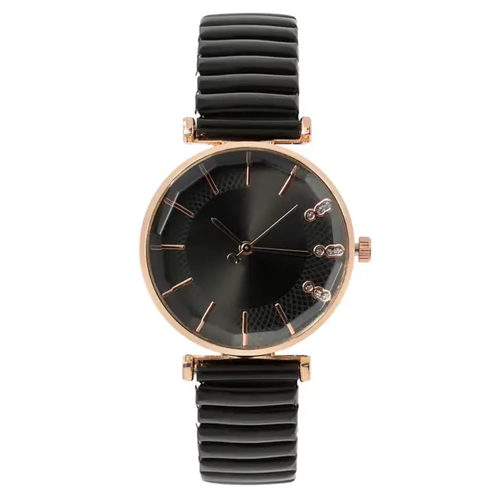 Montre à quartz pour femmes en cristal bleu luxueux - Bracelet extensible en acier inoxydable décont