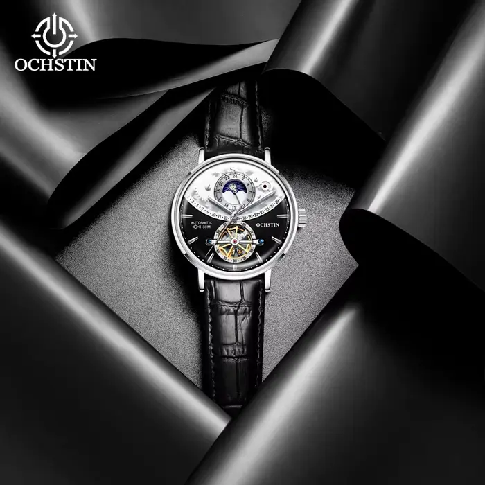 Ochstin modèle chaud soleil et lune montre entièrement automatique volant d'inertie mouvement mécanique