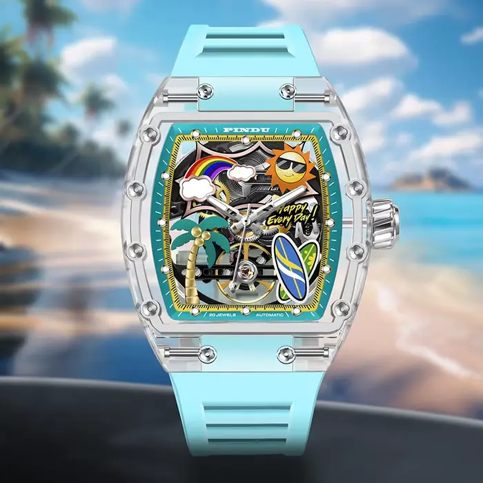 Montre PINDU Edition Limitée Stylish Bracelet Lumineux Résistant à l'Eau Pour Hommes Occasions Plage Vacances