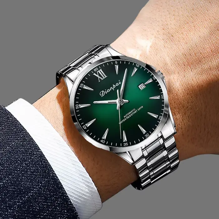 Dianpai montre mécanique entièrement automatique pour hommes d'affaires Simple calendrier en acier i