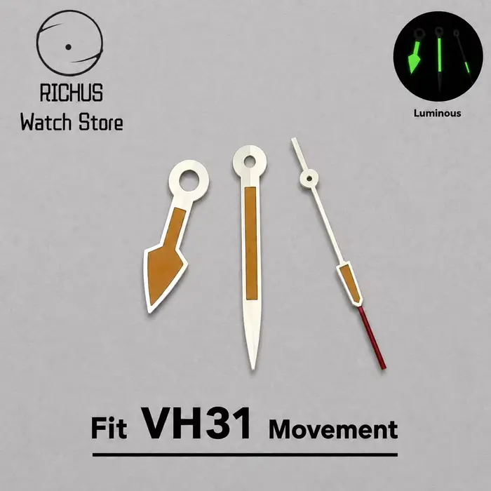 RICHUS VH31 – mouvement à Quartz, aiguilles de montre argentées et jaunes, lumineuses vertes, montre