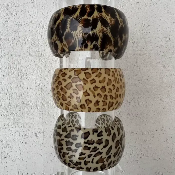 Bracelet en résine imprimé léopard géométrique Y2K mode coréenne bijoux à breloques pour femmes occasions spéciales
