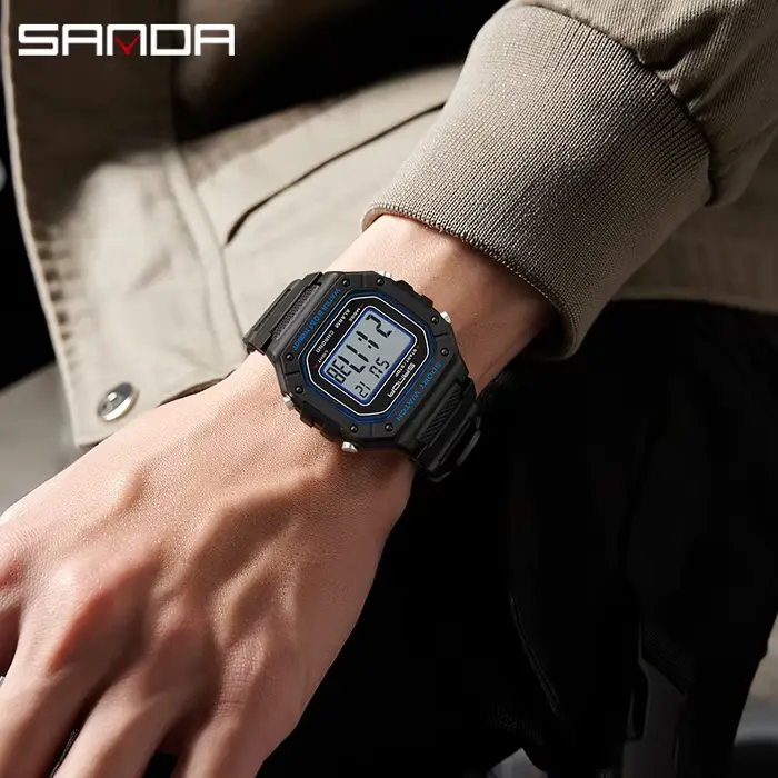 SANDA 2156 mode hommes montre militaire résistant à l'eau Sport montres armée grand cadran Led